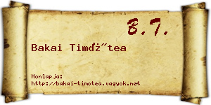Bakai Timótea névjegykártya